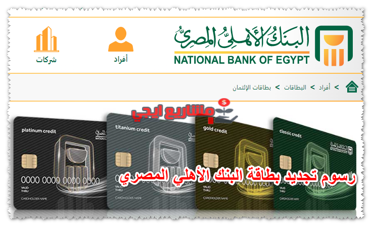 رسوم تجديد بطاقة البنك الأهلي المصري
